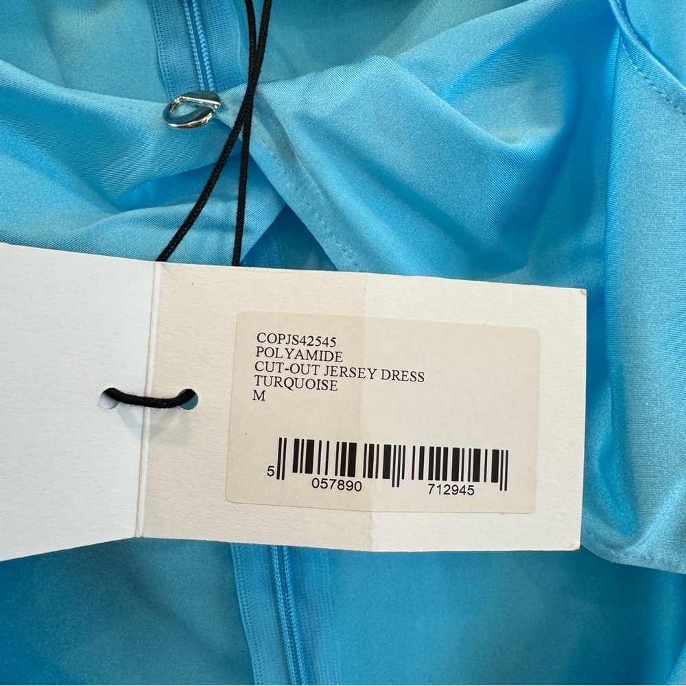 NWT Coperni cutout mini dress jersey turquoise blue body con long sleeve - Picture 6 of 11